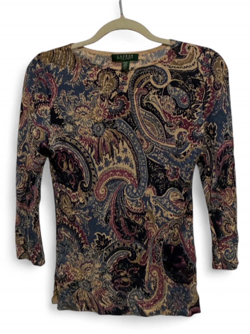 Lauren Ralph Lauren Boho Paisley Long Sleeve Top - Navy, Burgundy, Tan